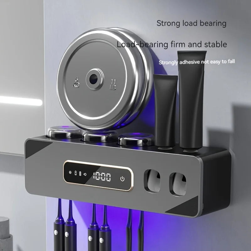 UVSmart Pro Wall-Mounted Toothbrush Organizer with Automatic Toothpaste Dispenser & Sterilizer