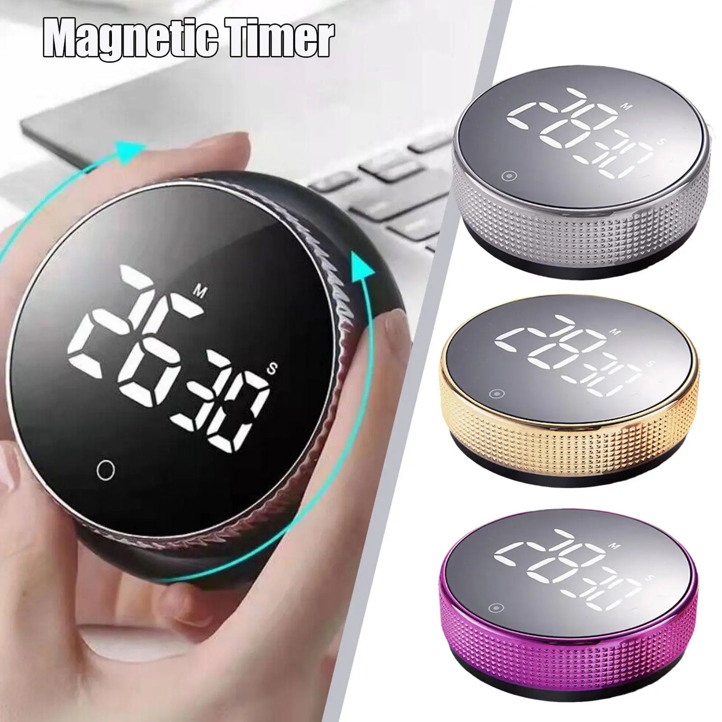 Magnetic Digital Timer (Black / Silver)