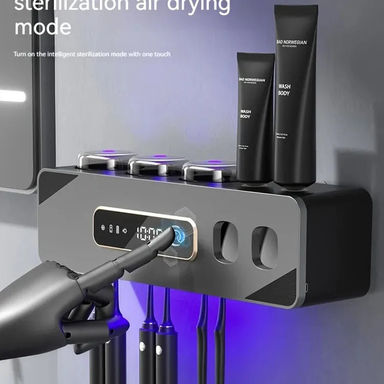 UVSmart Pro Wall-Mounted Toothbrush Organizer with Automatic Toothpaste Dispenser & Sterilizer