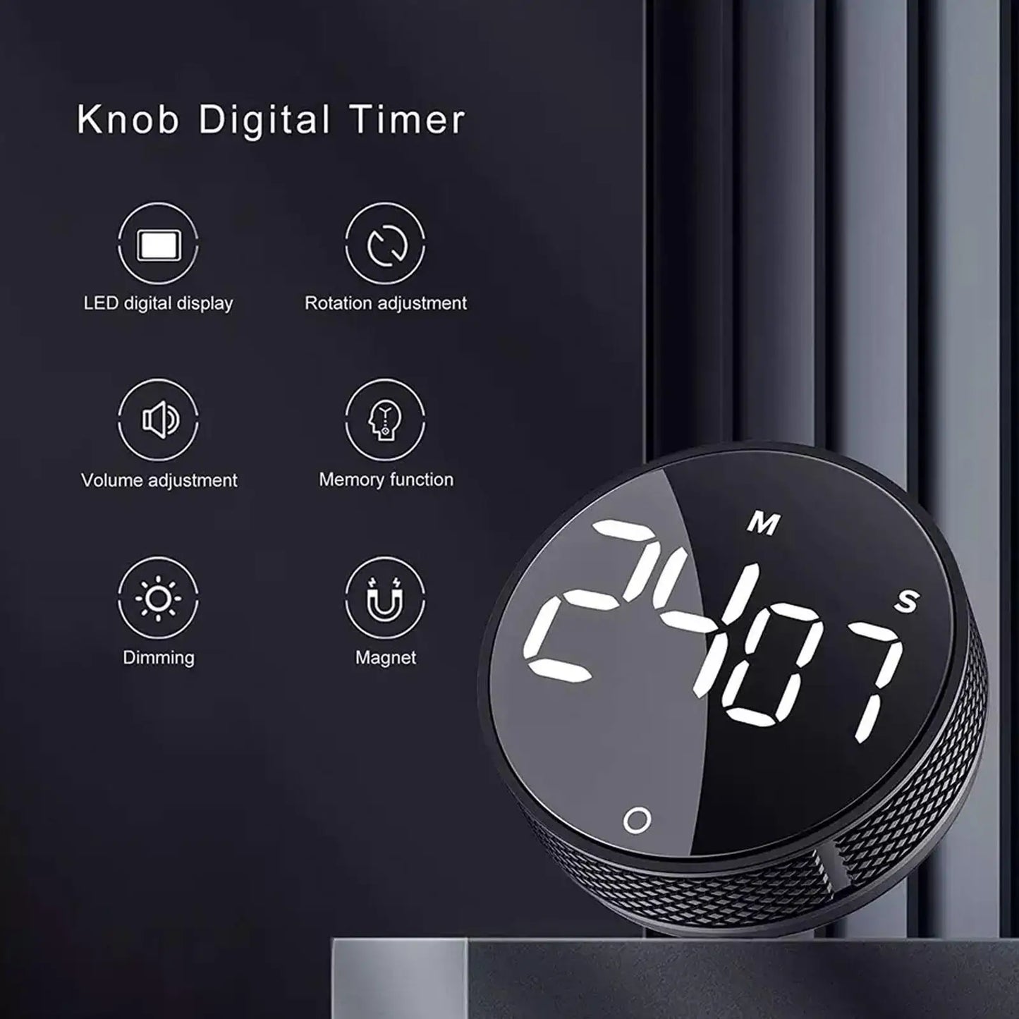 Magnetic Digital Timer (Black / Silver)