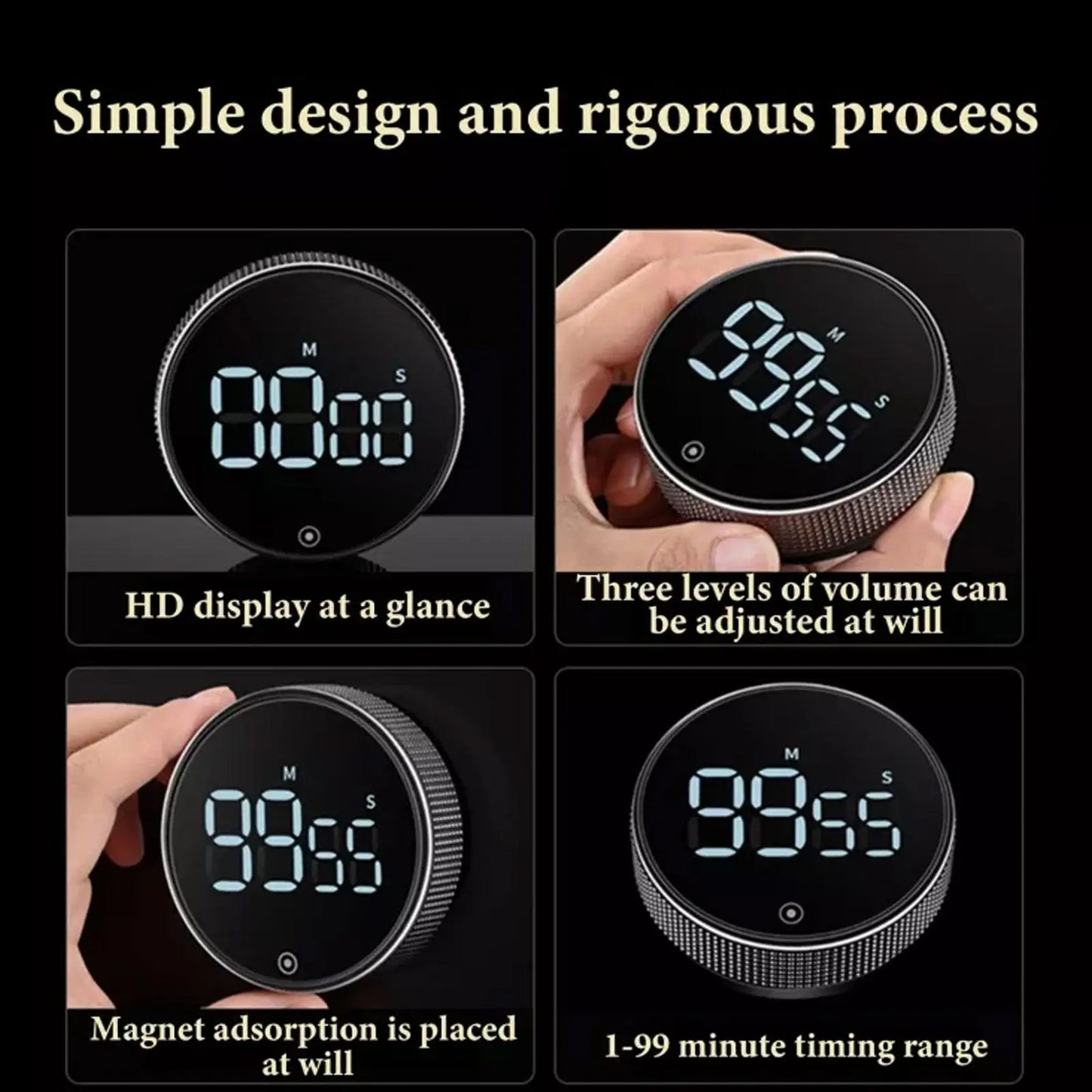 Magnetic Digital Timer (Black / Silver)