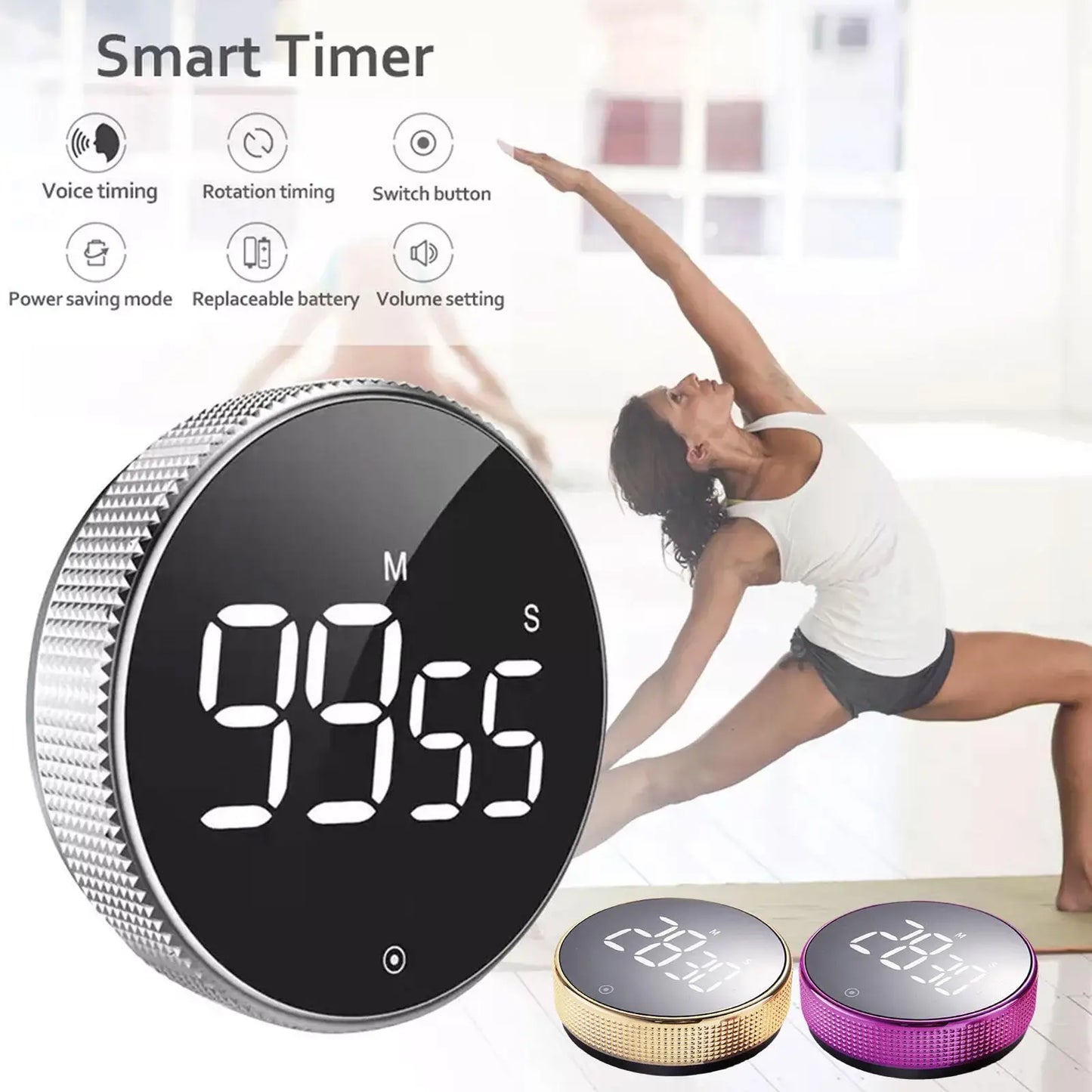 Magnetic Digital Timer (Black / Silver)