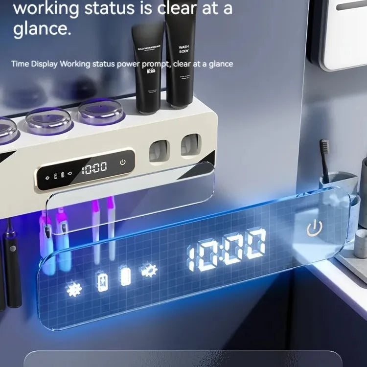 UVSmart Pro Wall-Mounted Toothbrush Organizer with Automatic Toothpaste Dispenser & Sterilizer