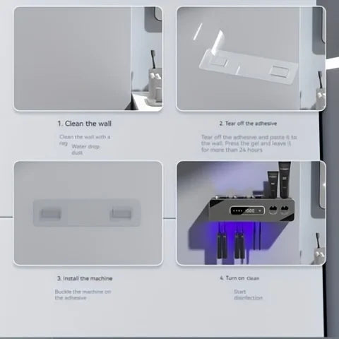 UVSmart Pro Wall-Mounted Toothbrush Organizer with Automatic Toothpaste Dispenser & Sterilizer