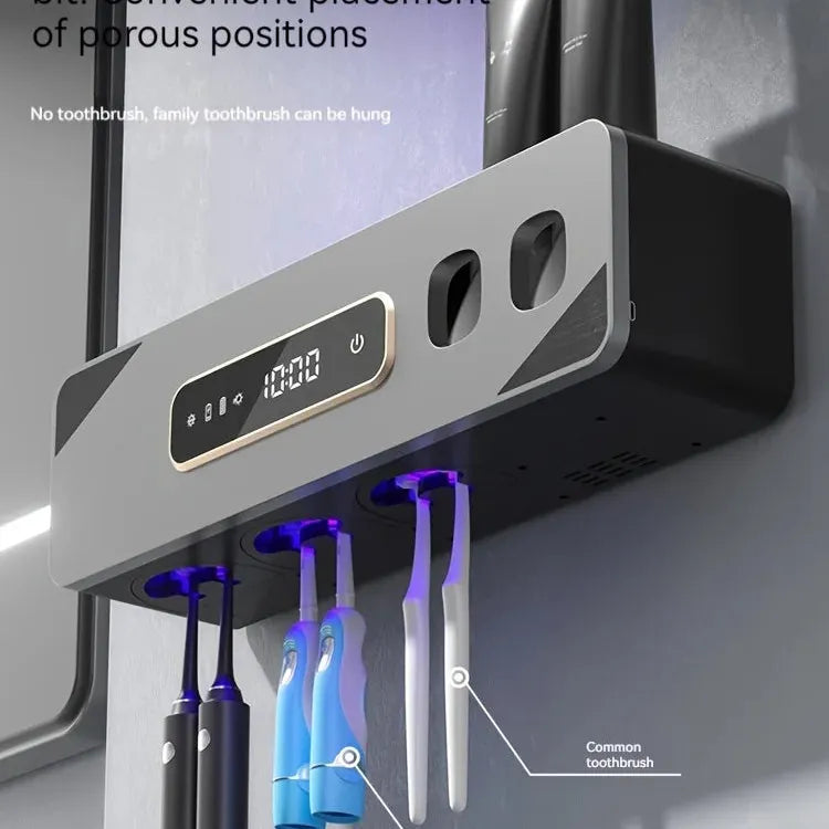 UVSmart Pro Wall-Mounted Toothbrush Organizer with Automatic Toothpaste Dispenser & Sterilizer